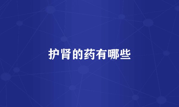 护肾的药有哪些
