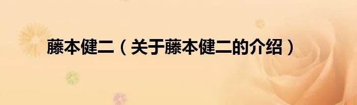 藤本健二（关于藤本健二的介绍）