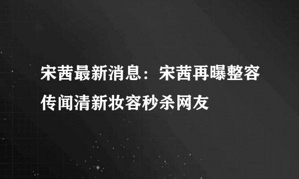 宋茜最新消息:宋茜再曝整容传闻清新妆容秒杀网友