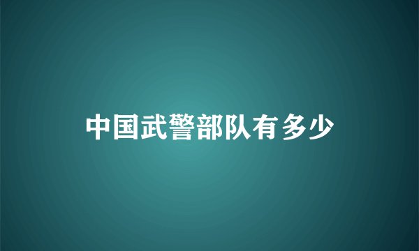 中国武警部队有多少