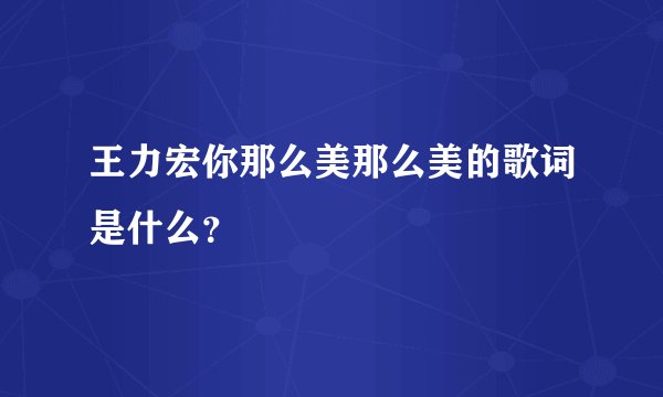 王力宏你那么美那么美的歌词是什么？