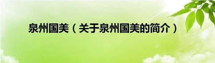 泉州国美（关于泉州国美的简介）