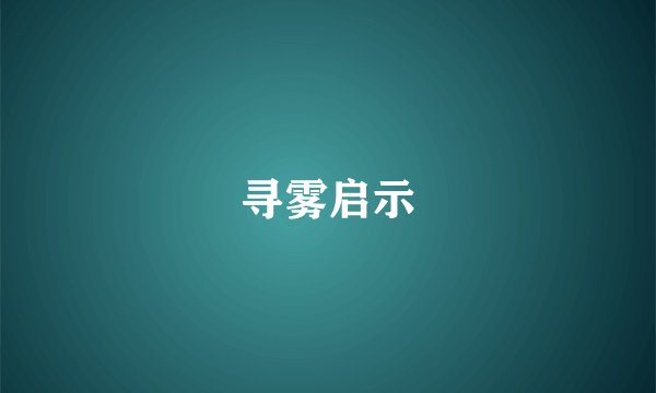 寻雾启示