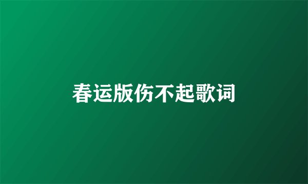 春运版伤不起歌词