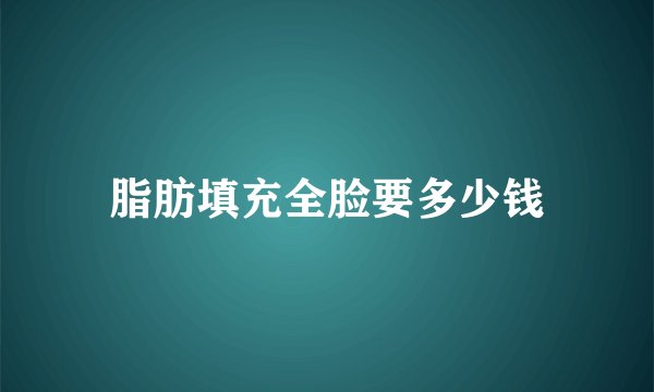 脂肪填充全脸要多少钱