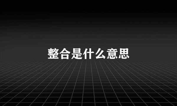 整合是什么意思