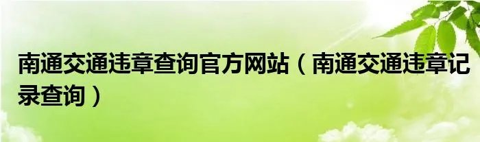 南通交通违章查询官方网站（南通交通违章记录查询）
