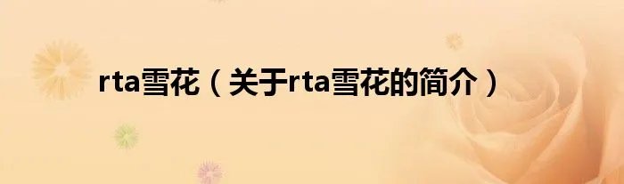 rta雪花（关于rta雪花的简介）