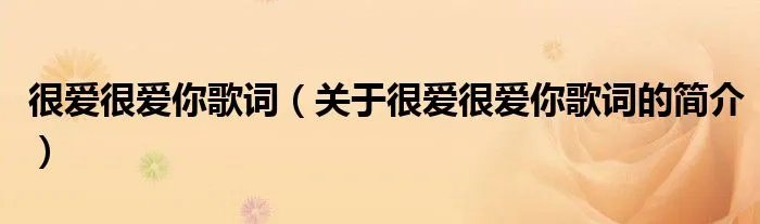 很爱很爱你歌词（关于很爱很爱你歌词的简介）