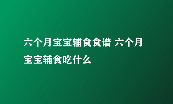 六个月宝宝辅食食谱 六个月宝宝辅食吃什么
