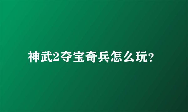 神武2夺宝奇兵怎么玩？