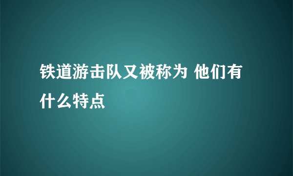 铁道游击队又被称为 他们有什么特点