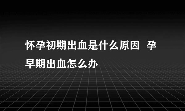 怀孕初期出血是什么原因 孕早期出血怎么办
