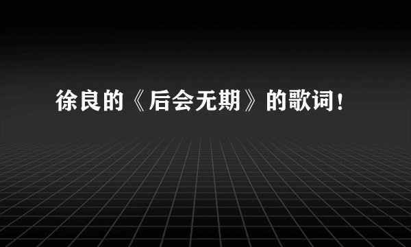 徐良的《后会无期》的歌词!