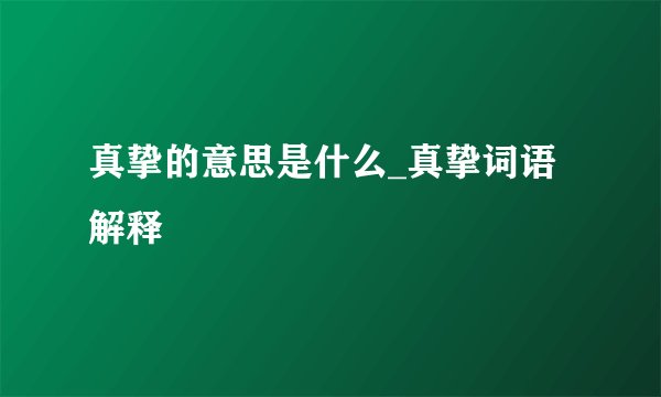 真挚的意思是什么_真挚词语解释