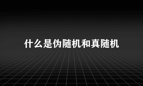 什么是伪随机和真随机