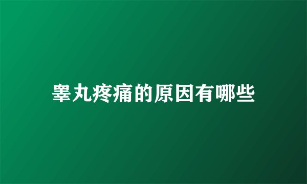 睾丸疼痛的原因有哪些