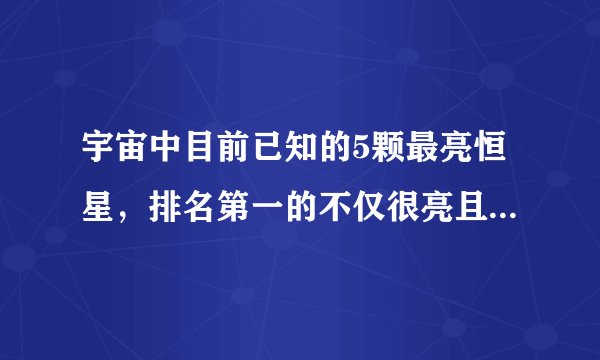 宇宙中目前已知的5颗最亮恒星，排名第一的不仅很亮且质量也很大