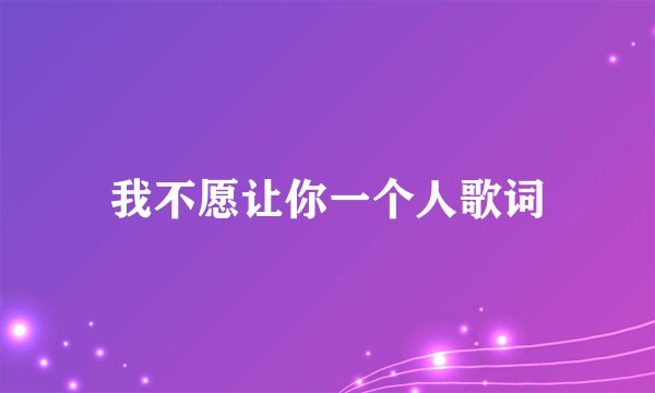 我不愿让你一个人歌词