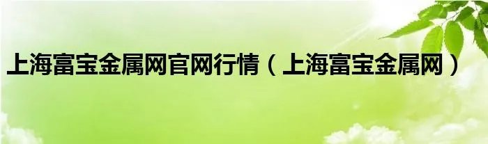 上海富宝金属网官网行情（上海富宝金属网）
