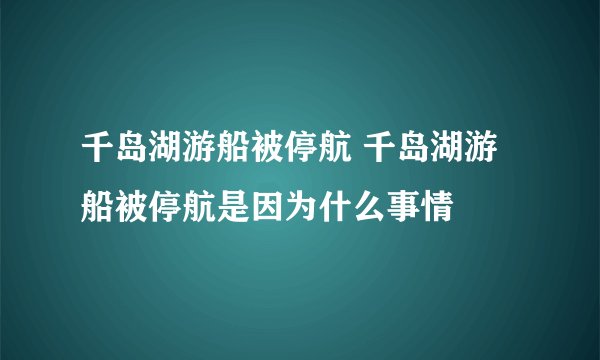 千岛湖游船被停航 千岛湖游船被停航是因为什么事情