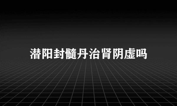 潜阳封髓丹治肾阴虚吗