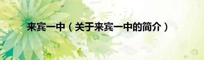 来宾一中（关于来宾一中的简介）