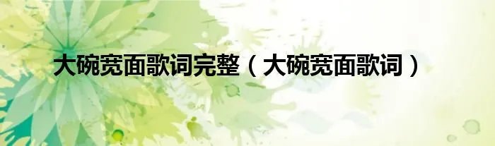 大碗宽面歌词完整（大碗宽面歌词）