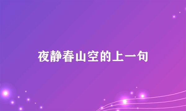夜静春山空的上一句