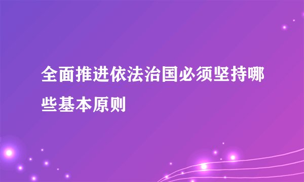 全面推进依法治国必须坚持哪些基本原则