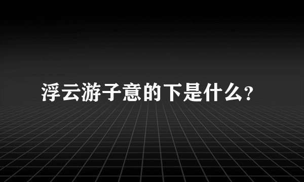 浮云游子意的下是什么？