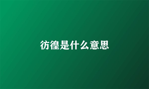 彷徨是什么意思