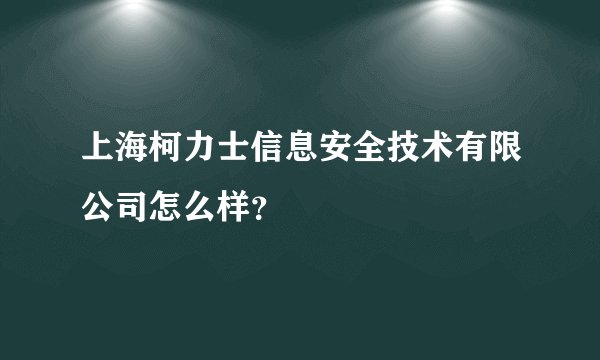 上海柯力士信息安全技术有限公司怎么样?
