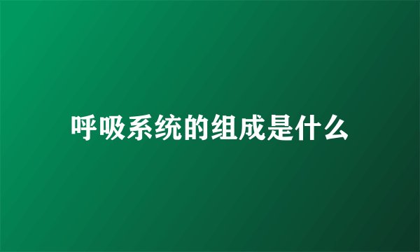 呼吸系统的组成是什么