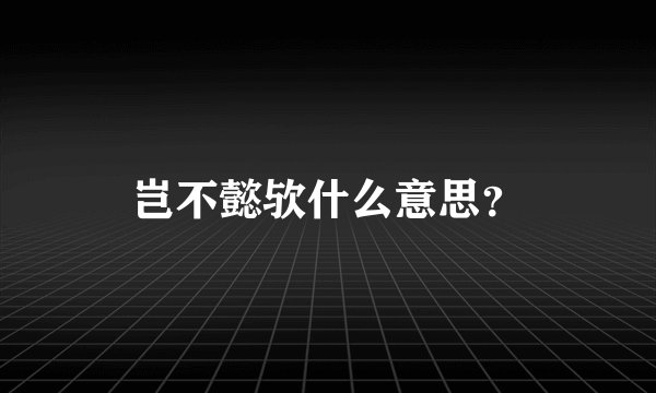 岂不懿欤什么意思？