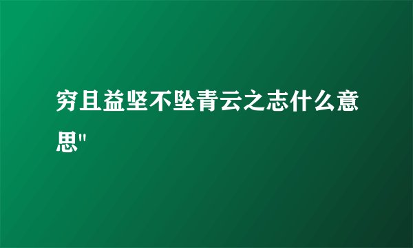 穷且益坚不坠青云之志什么意思