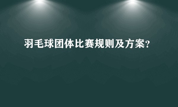 羽毛球团体比赛规则及方案?