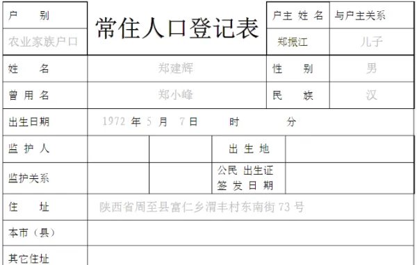 什么是常住人口登记表?