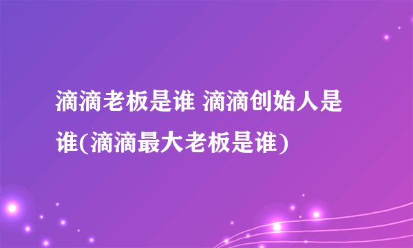 滴滴老板是谁 滴滴创始人是谁(滴滴最大老板是谁) 