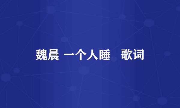 魏晨 一个人睡 歌词