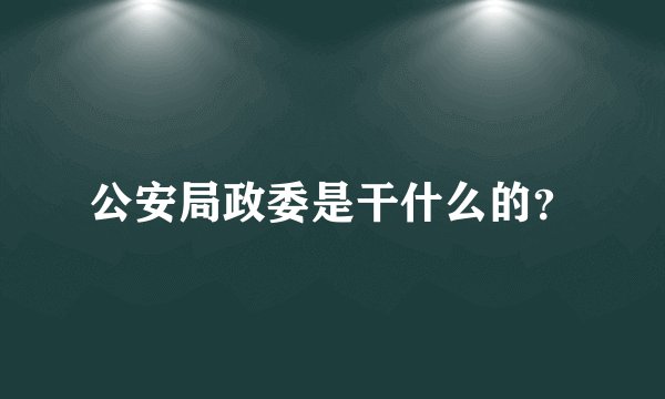 公安局政委是干什么的？