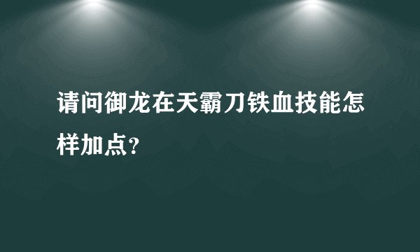 请问御龙在天霸刀铁血技能怎样加点？