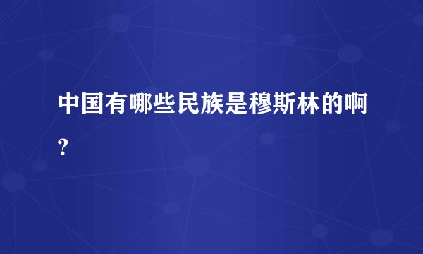 中国有哪些民族是穆斯林的啊？
