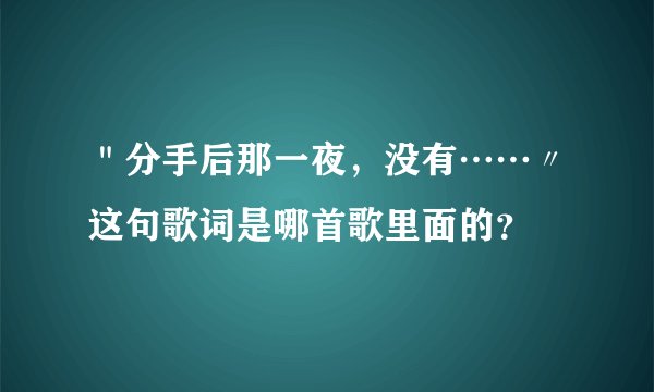 "分手后那一夜,没有……〃这句歌词是哪首歌里面的?