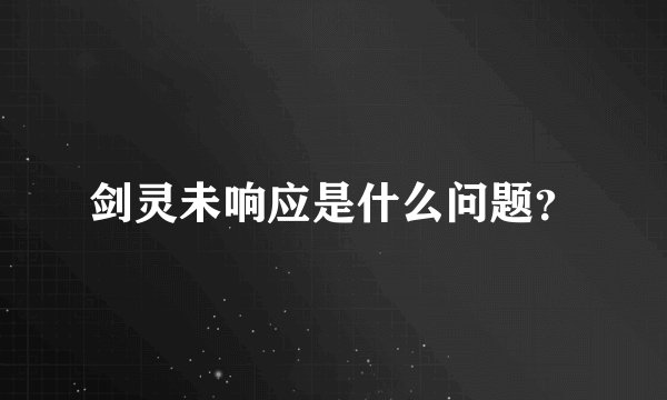 剑灵未响应是什么问题？