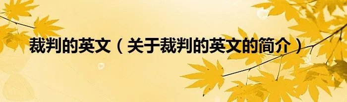 裁判的英文（关于裁判的英文的简介）
