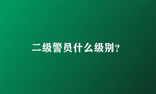 二级警员什么级别？