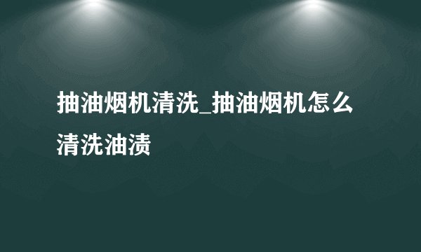抽油烟机清洗_抽油烟机怎么清洗油渍