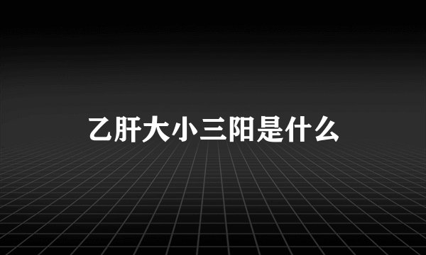 乙肝大小三阳是什么