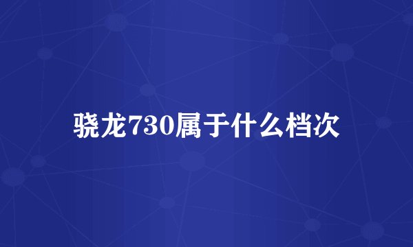 骁龙730属于什么档次